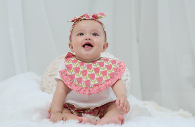 Baby Cheerful Bib with HeadBand -YELLOW-