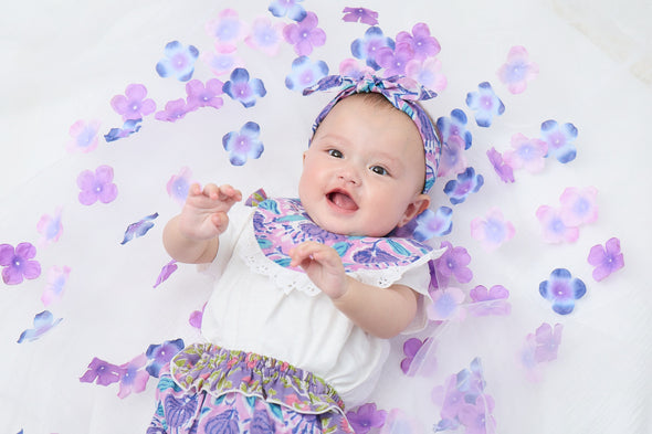 ベビースタイ（ヘッドバンド付き）Baby Cheerful Bib with HeadBand （パープル）