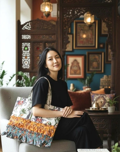 【新入荷】ビッグエコバッグ Our Cheerful Big Eco-Bag（ホワイトサバンナ)