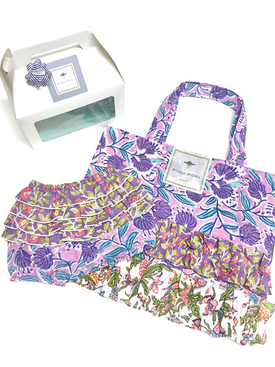 Baby Cheerful Series Burma + Eco Bag☆Gift Box Set I'm happy with Mom☆-Purple-