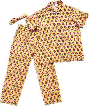 コットンパジャマ（ヘッドバンド付き）Cheerful Pajamas WOMEN （イエロー）