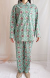 コットンパジャマ長袖（ヘッドバンド付き）Cheerful Pajamas WOMEN （ウィーブフラワー）