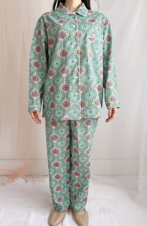 コットンパジャマ長袖（ヘッドバンド付き）Cheerful Pajamas WOMEN （ウィーブフラワー）