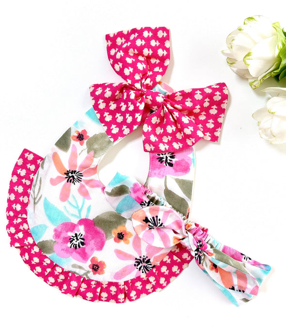 ⚘新入荷⚘ベビースタイ（ヘッドバンド付き）Baby Cheerful Bib with HeadBand （マルチフラワー）