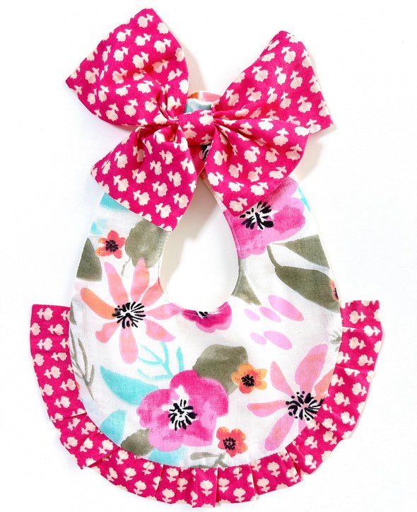 ⚘新入荷⚘ベビースタイ（ヘッドバンド付き）Baby Cheerful Bib with HeadBand （マルチフラワー）