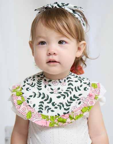 ベビースタイ（ヘッドバンド付き）Baby Cheerful Bib with HeadBand （フローティングフラワー）