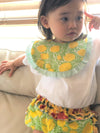Baby cheerful bib with headband lemon yellow