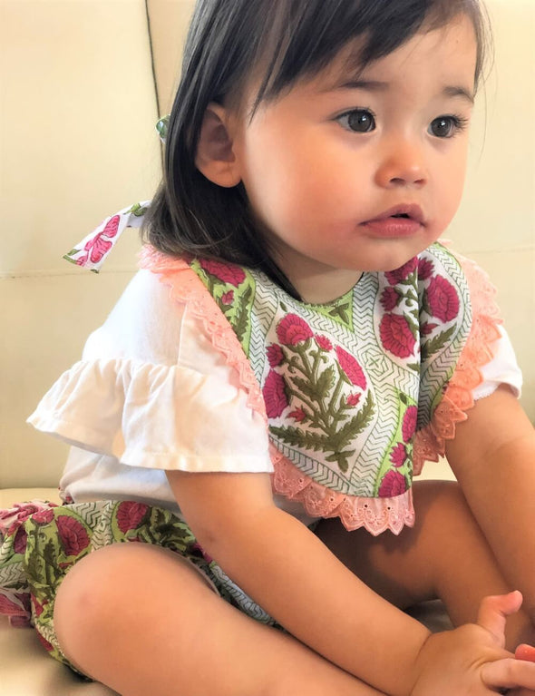 Baby Cheerful Bib with HeadBand -Olive-