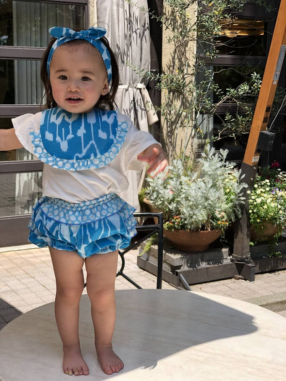 Baby Cheerful Bib with Headband -light Blue-