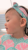 Baby cheerful Bib with Headband - Coral